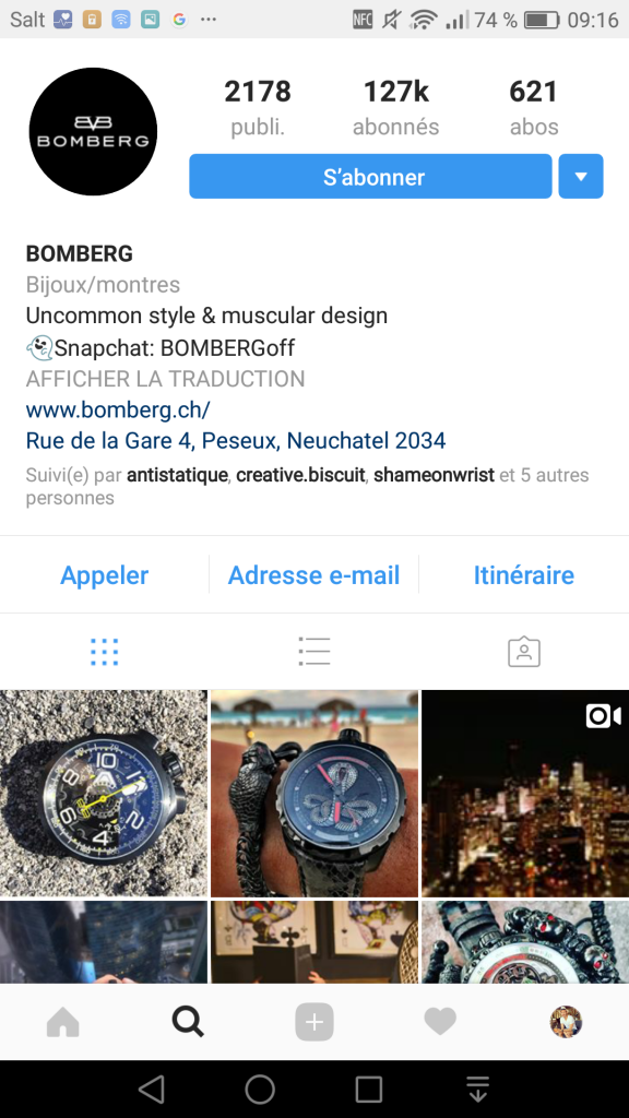 Photo Bomberg Instagram. Antistatique Agence Web Lausanne Genève. Stratégie digitale. Design. Développement.