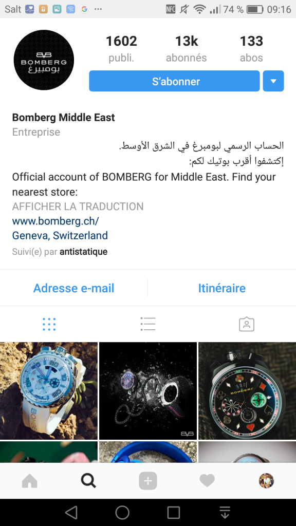 Photo Bomberg Instagram. Antistatique Agence Web Lausanne Genève. Stratégie digitale. Design. Développement.