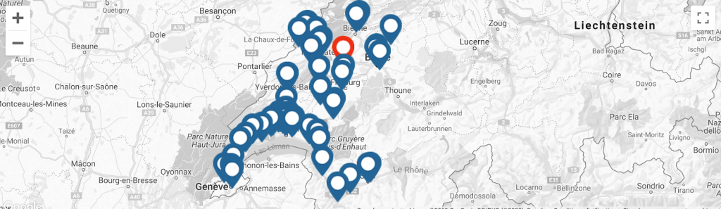 Map de la géolocalisation de Let's Go Fitness. Agence Web UX Lausanne Genève