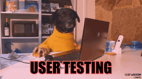 Gif humoristique d'un chien qui fait un test utilisateur