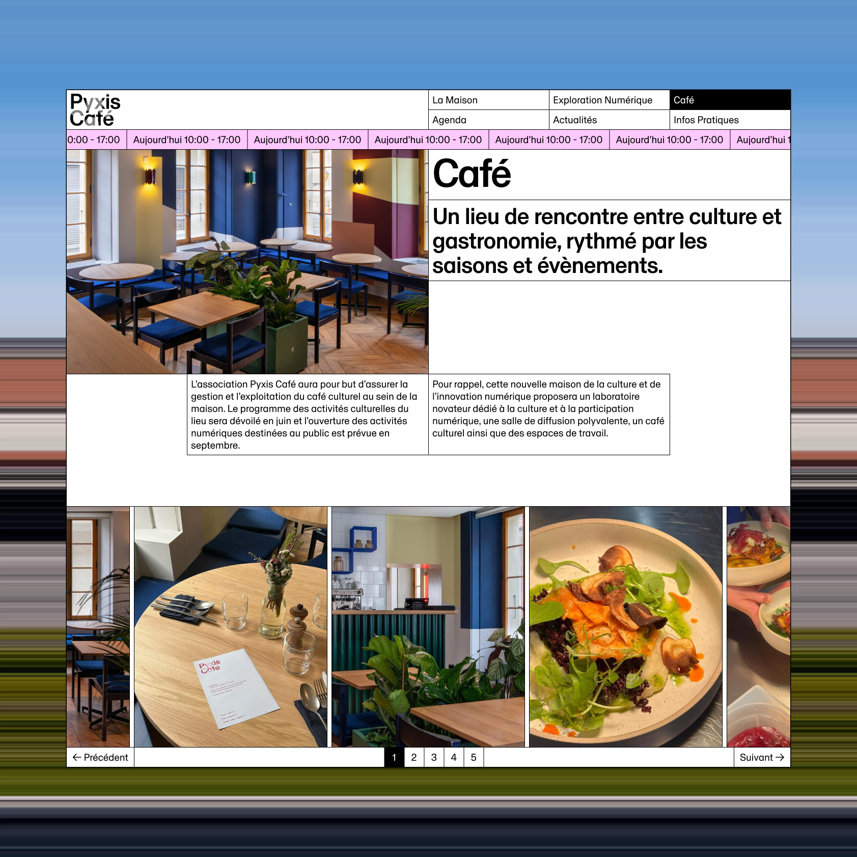 Pyxis Café Lausanne site internet page horaire