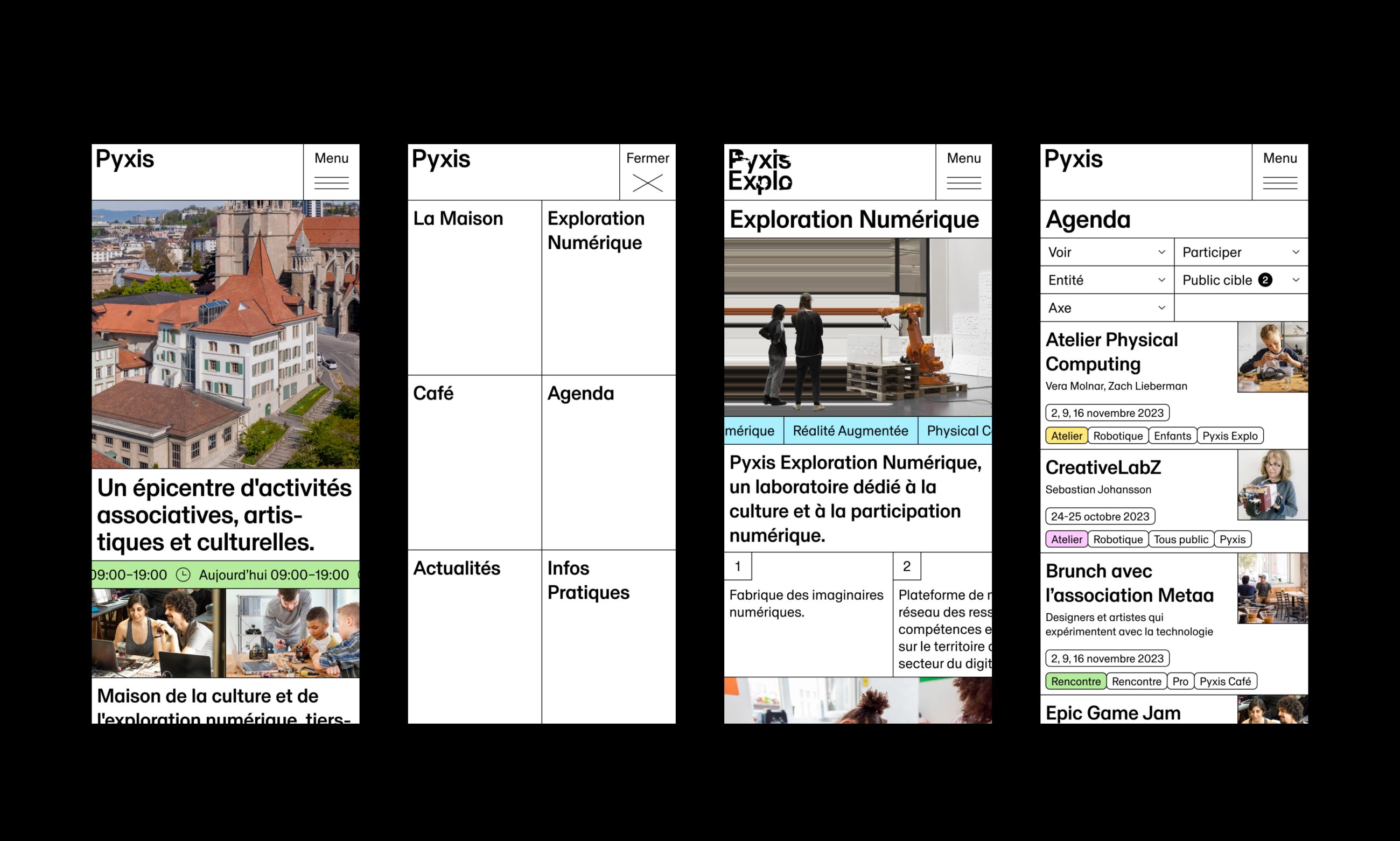 Pyxis Lausanne site Internet version mobile.