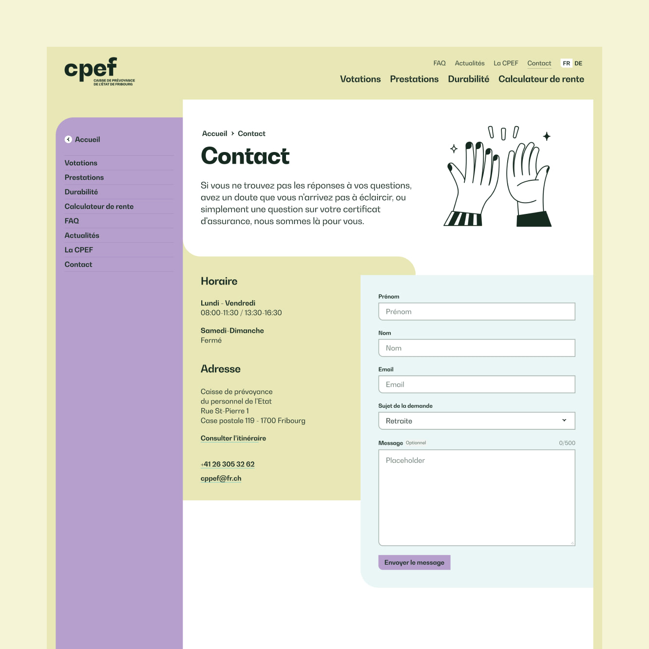 CPEF PKSF Fribourg Site Internet Web design Page contact