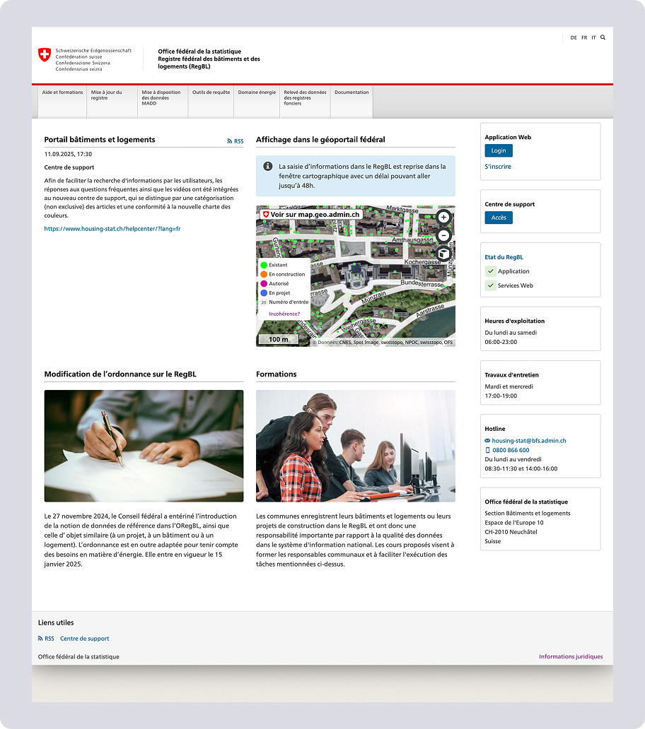 Page d'accueil du RegBL