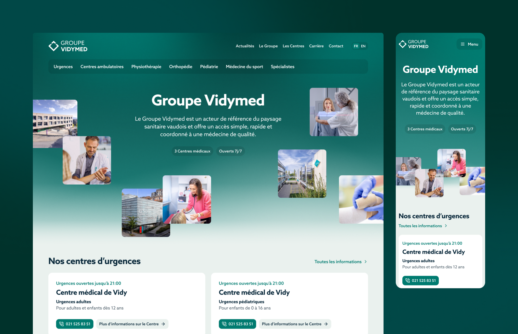 Site Internet Vidy Group. Version mobile et Desktop
